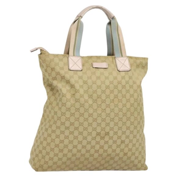 GUCCI GG Canvas Tote Bag Beige Gold 131233 Auth 121682 - Picture 1 of 15